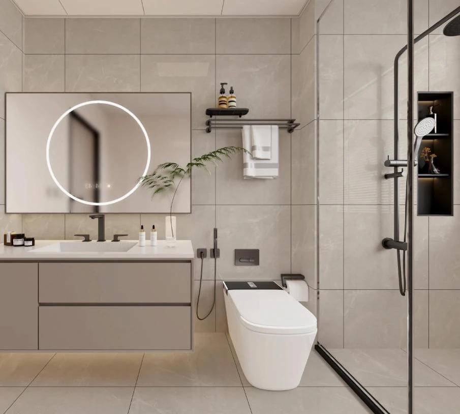 Bright tiled bathroom